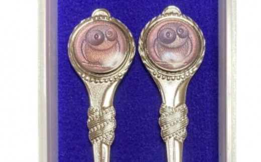 梟 スプーン・フォークセット【東京七宝】（カラー：淡紫）【004-005-5】