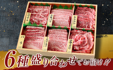 宮崎牛　特選食べ比べ焼肉6点盛り　計600g　4等級以上　国産牛肉＜3-44＞