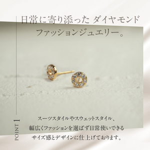 K18 天然ダイヤモンド　HALO　ピアス【K18YG】