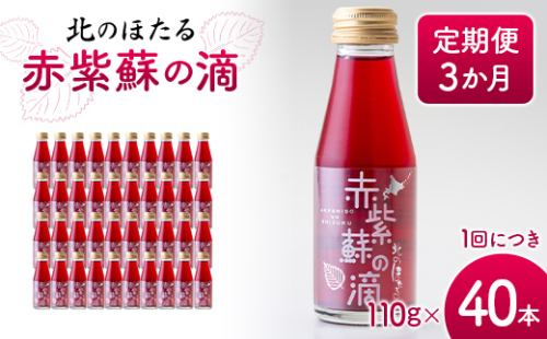 赤紫蘇の滴110g×40本 定期便 3か月 赤紫蘇 紫蘇ジュース しそ しそドリンク 北海道産 健康ドリンク しそジュース 赤しそ クエン酸 健康 美容 健康飲料 無添加風味 北のほたる 沼田町 北海道 n-0213