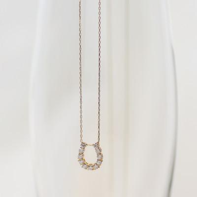 ふるさと納税 大津市 【10金 ラボダイヤネックレス 0.363ct】50cm 馬蹄ばていペンダント 優しい透明感 K10