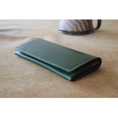 本革長財布　グリーン　高級イタリアンレザー使用【1273676】