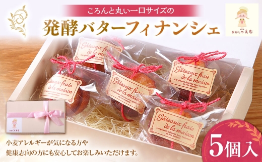 発酵バターフィナンシェ 5個入 お菓子 スイーツ 洋菓子 焼き菓子 フィナンシェ グルテンフリー 一口サイズ ミニフィナンシェ 健康志向