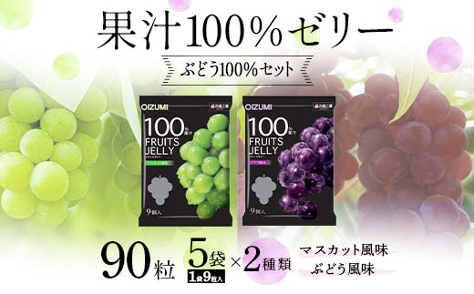 90粒入り！下仁田の果汁100％ゼリー2種 ぶどう100％セット（2種×5袋9粒入り） F21K-389