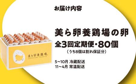 卵の黄身が掴めるほどの新鮮さ 美ら卵養鶏場の卵 80個【3ヶ月定期便】