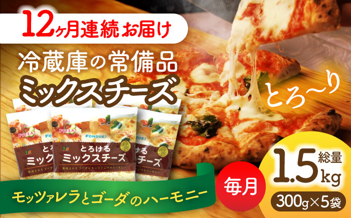 
【12回定期便】 ミックスチーズセット　300g×5袋　12ヵ月お届け　合計18kg　チーズ　大容量　個包装　愛西市／株式会社ヨシダコーポレーション [AEAA005]
