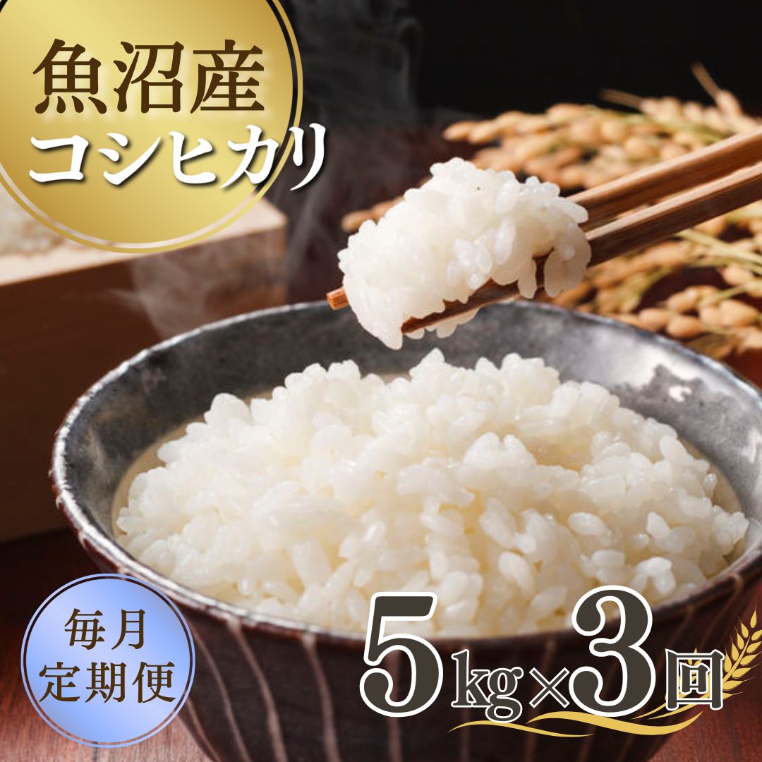 【ふるさと納税】【先行予約】【3か月定期便(毎月全3回)】 令和7年産新米 魚沼産コシヒカリ 5kg×全3回 雪室貯蔵 吉兆楽 【0038-0005DB00-01】