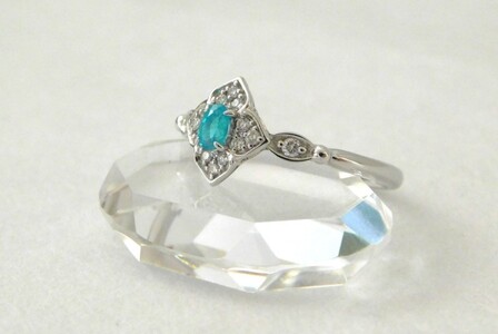 【ふるなび限定】【一点もの】Pt900　ブラジル産パライバトルマリン（0.12ct）ダイヤモンドリング　K56　K06119-H　FN-Limited-SP