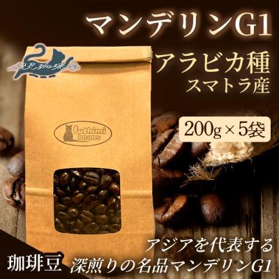 ふるさと納税 福島市 珈琲 マンデリンG1 アラビカ種 スマトラ産 200g×5袋No.3297