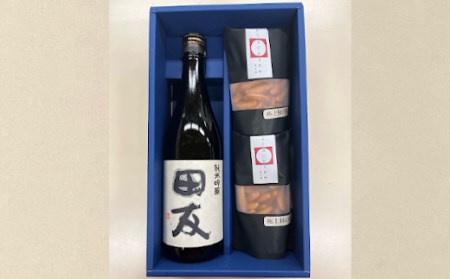 r05-011-009 純米吟醸 田友 720ml＆極上柿の種2袋セット（化粧箱入り）日本酒 新潟県 米菓