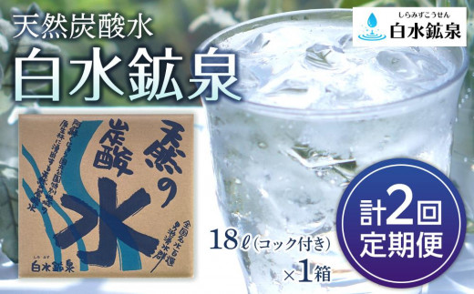 
＜2か月に1度のお届け！全2回 定期便＞天然炭酸水　白水鉱泉　18Ｌ×1箱
