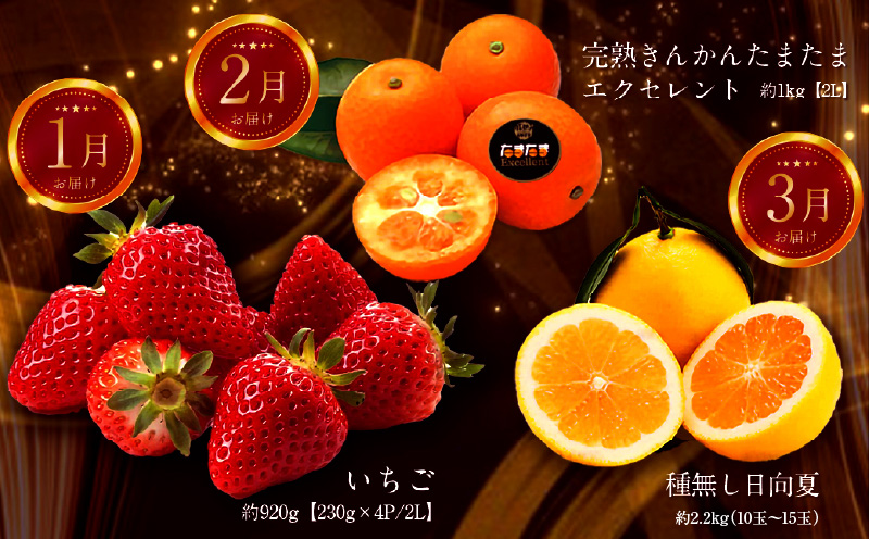 《2026年発送先行予約》【数量・期間限定】青果店厳選！「3ヶ月お届け！くだもの定期便Vol.3」_M153-T023