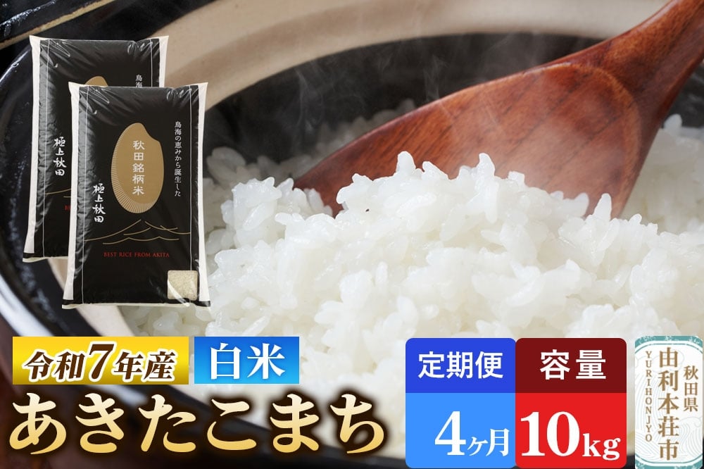 
            《定期便4ヶ月》令和7年産 【白米】極上秋田銘柄米 あきたこまち 10kg（5kg×2袋）米 お米 白米 精米 ブランド米 銘柄米 秋田県産
          