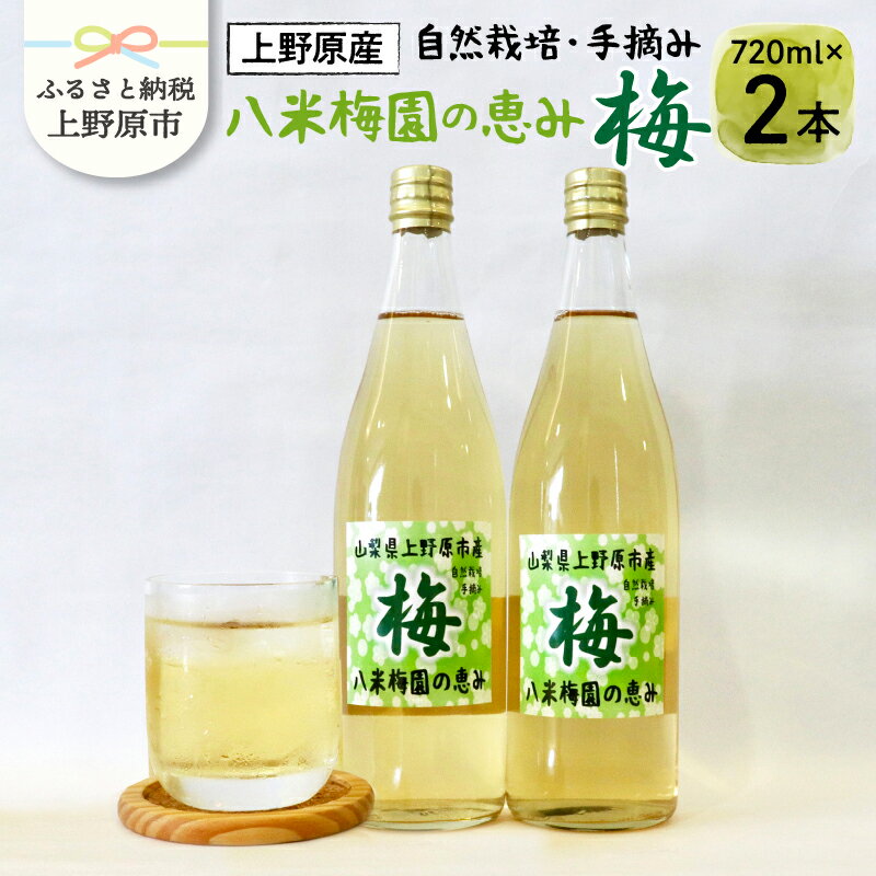 【ふるさと納税】 ◆先行予約◆ 梅ジュース 720ml×2本 無添加 自然栽培 八米梅園 国産 保存料不使用 梅果汁入り 飲料 梅ドリンク 美味しい 瓶 夏ギフト 贈り物 お取り寄せ 山梨県産 上野原市 送料無料