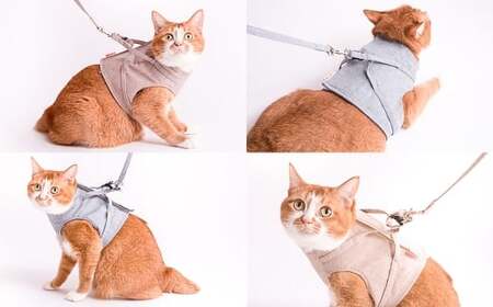 【Lサイズ】ぽぽねこ 猫に優しいベスト型ハーネス・リード付き（国産・オーガニックコットン・着せやすく脱げにくい）「共通返礼品」 | 全8色 ハーネス リード ペット ペット用品 ねこ ネコ 茨城県 守