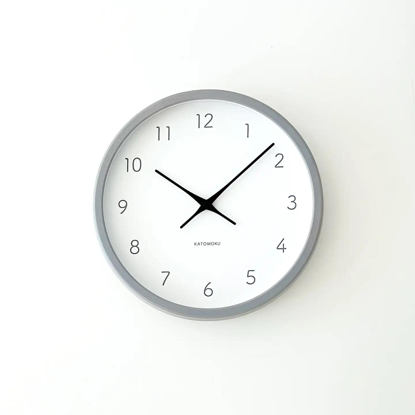KATOMOKU muku clock 7 ≪km-60GRRC≫木製掛け時計(グレー/電波スイープムーブメント(連続秒針))【R7833】
