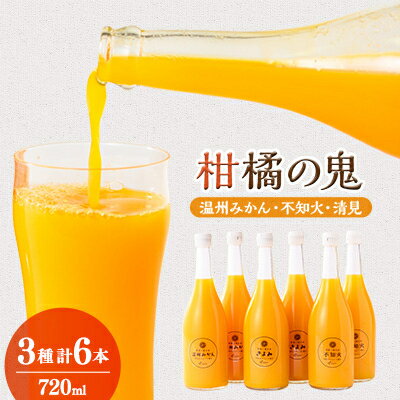 【ふるさと納税】柑橘の鬼　みかんジュース2本、不知火ジュース2本　清見ジュース2本　6本セット【D56-30】_ ジュース みかん ミカン 常温 国産 ストレート 不知火 清見 フルーツ 果物 くだもの 人気 柑橘 かんきつ 愛媛 旬 産地直送 産直 季節限定 【1302421】