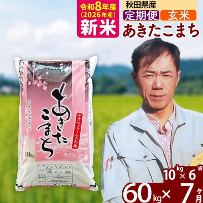 ふるさと納税 北秋田市 新米 令和8年産 《定期便7ヶ月》秋田県産あきたこまち60kg【玄米】|msrf-21307