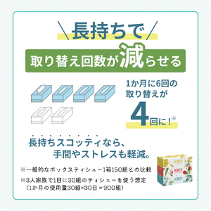 定期便 ティッシュ スコッティ フラワーボックス 3箱 × 1 パック《 3ヶ月ごと計 4回 》ティッシュセット