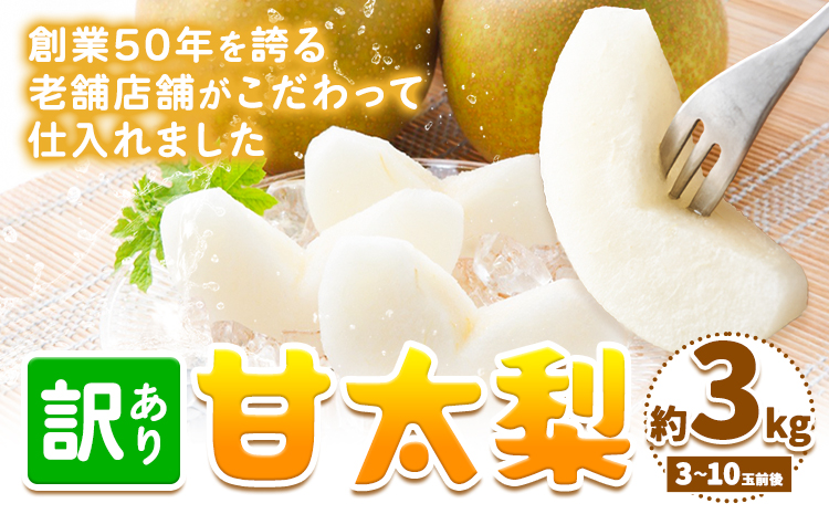 【2026年先行予約】【訳あり】甘太梨 約3kg 3-10玉前後 高間商店《2026年9月下旬-11月上旬頃出荷予定》 鳥取県 八頭町 梨 なし ナシ 果物 フルーツ ご家庭用 先行予約 ふるさと納税 送料無料 甘い 果実 果汁 デザート 王秋梨