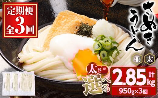 ＜訳あり・定期便＞＜太さが選べる＞半生うどん (2.85kg(3回)・並) 訳あり 本場 讃岐 さぬき 香川県 麺 コシ 常温 常温保存 【man164-A】【こんぴらや販売】