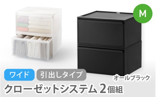 クローゼットシステム ワイド引出し（M）2個組 CS-WD2 2P オールブラック (5色からお好きなカラーが選べる)  ／  クローゼット 収納 組み合わせ 引出し ライクイット like-it 奈