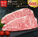 【ふるさと納税】数量限定 黒毛和牛 ロース ステーキ 250g × 2枚 豚肉 ハンバーグ 100g × 4個 合計900g 牛肉 ビーフ ポーク 国産 ミヤチク 簡単調理 BBQ おかず お弁当 おつまみ 焼肉 鉄板焼き 食品 人気 おすすめ お取り寄せ グルメ 詰め合わせ 宮崎県 日南市 送料無料