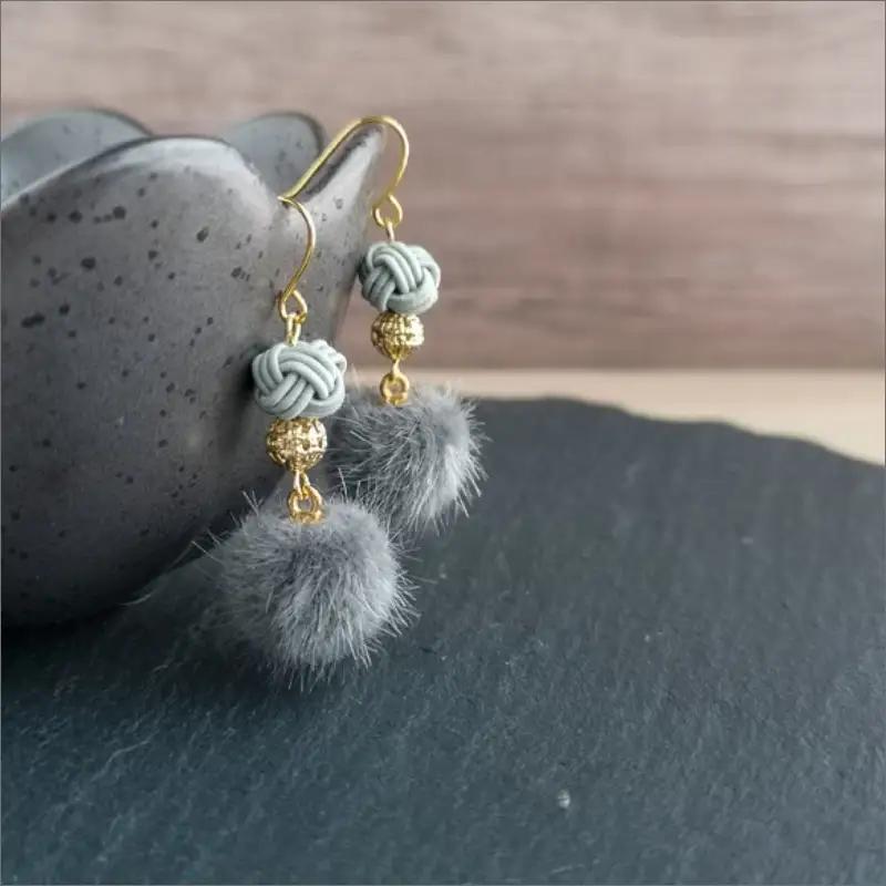 水引ピアス「グレー」花時ピアス