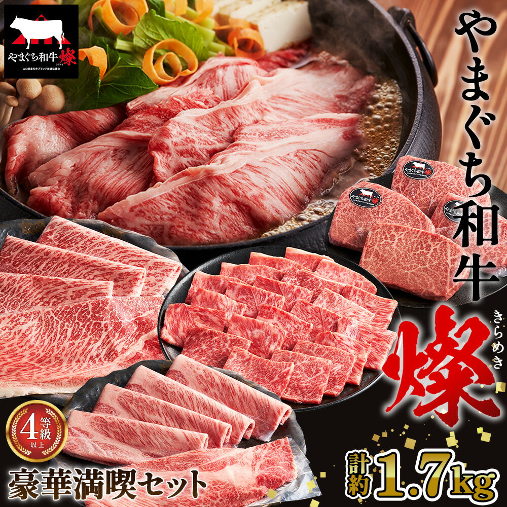 【ふるさと納税】No.219 やまぐち和牛燦 豪華満喫セット 1.7kg（ももスライス400g・肩ローススライス400g・うで焼肉400g・希少部位ステーキ500g）（下松市） ／ 国産 牛肉 国産牛 肉 和牛 ブランド牛 送料無料 山口県