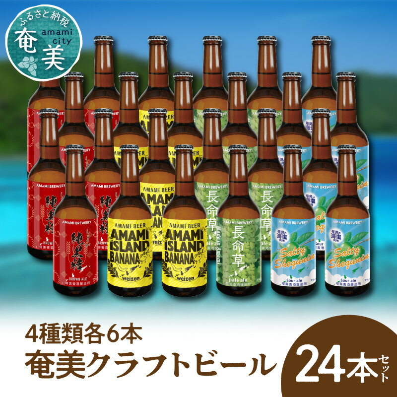 【ふるさと納税】【父の日特集】 クラフトビール ブラウンエール ヴァイツェン ペールエール 330ml 4種類 各6本 計24本 家飲み ビール 地ビール 瓶ビール 鹿児島 奄美大島 純黒糖 ショウガ 島ばなな 長命草 シークニン ソルティー お取り寄せ 送料無料