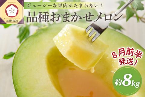 【2025年8月前半発送】青森のメロン約8kg青肉4～6玉秀～優