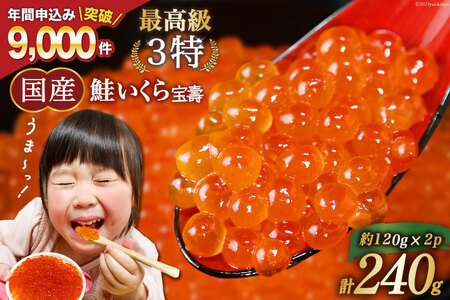 最高級3特 国産 味付 いくら 宝壽 醤油漬 120g×2 イクラ [かわむら家 宮城県 気仙沼市 20565081]