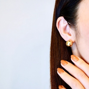 K18(18金) イエローゴールド ボール ピアス 地金 中空 (直径14mm) 保証書付 KO-0064 242-024