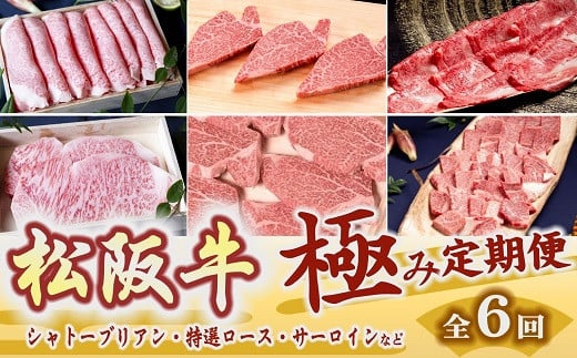 松阪牛 極み定期便 全6回 ( ～12月末受付／翌2月から毎月発送 ) ( 牛肉 ブランド牛 高級 和牛 国産牛 松阪牛 松坂牛 定期便 期間限定 ヒレ シャトーブリアン ロース サーロイン すき焼き しゃぶしゃぶ ステーキ 牛肉 定期便 松阪牛 定期便 三重県 松阪市 松阪牛 定期便 ) 【30-20】