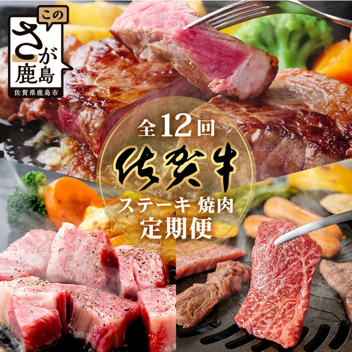 【ふるさと納税】【定期便12回】高級肉 佐賀牛 ステーキ・焼肉 定期便 サーロイン 焼肉 焼き肉 ステーキ ブランド牛 和牛 佐賀県 鹿島市 満足 ご褒美 美味しい 人気 オススメ イチオシ 送料無料V-47