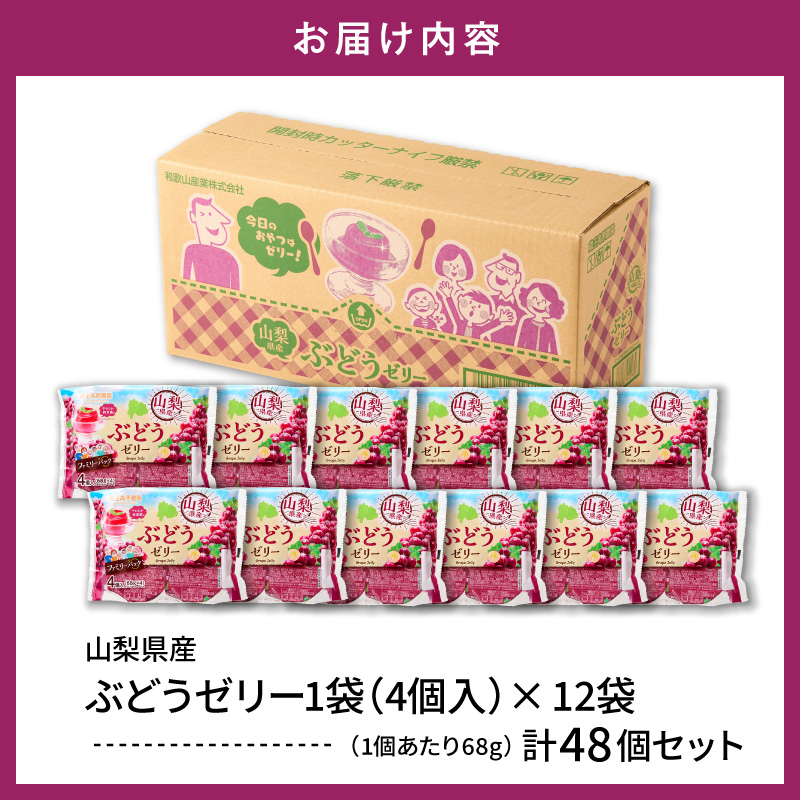 ぶどうゼリー 1袋4個入×12袋 和歌山産業提供 山形県 東根市 hi070-014 ぶどう