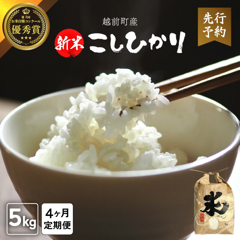 【ふるさと納税】【新米・先行予約】定期便≪4ヶ月連続お届け≫ お米 こしひかり 5kg × 4回（計 20kg ）（精米）令和7年 福井県産【米 コメ kome 5キロ 4回 計20キロ 精米 白米 人気品種 便利】【2025年10月下旬以降順次発送開始！】 [e47-f002]