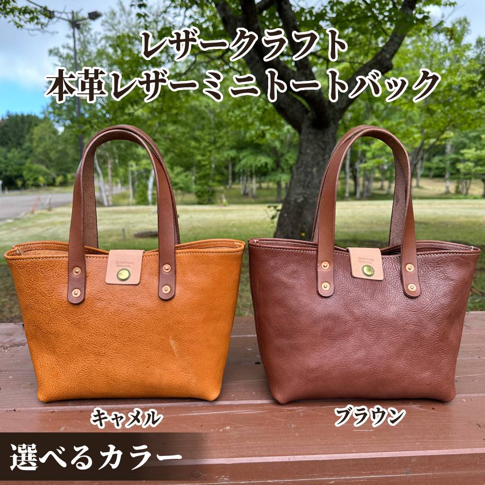 【ふるさと納税】本革 ミニ トートバッグ レザークラフト | お中元 御中元 夏ギフト ギフト 贈り物 贈答 レザー 皮 革 皮革 選べる バッグ ミニバッグ ミニトート トート ハンドバッグ トラベル 通勤 高級感 おしゃれ キャメル ブラウン プレゼ