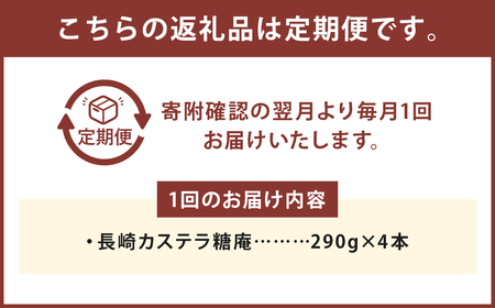 【12ヶ月定期便】 長崎カステラ糖庵 0.5号 4本