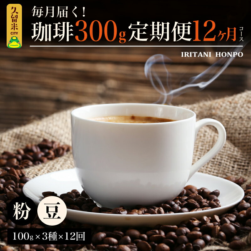 【ふるさと納税】定期便 12ヶ月 コーヒー 豆 粉 選べる 各 100g 3種 合計 300g 小分け パック 飲み比べ 毎月 世界の生産地別のコーヒーが届く 産地 銘柄 発送時期によりランダムでお届け コーヒーブレイク コーヒータイム 飲み物 飲料類 お取り寄せ 送料無料
