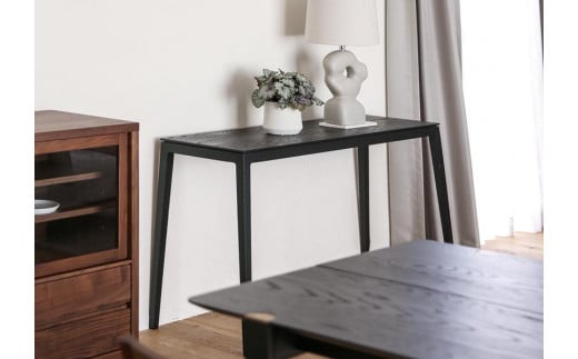 
【開梱設置】高野木工 モル 120×40コンソールテーブル ホワイトオーク／黒塗装【10年保証】
