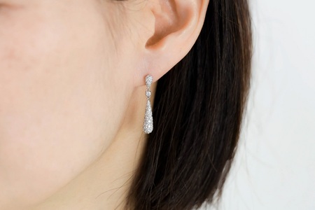 【プラチナ】パヴェダイヤモンドピアス【Total 1.94ct】/No.91