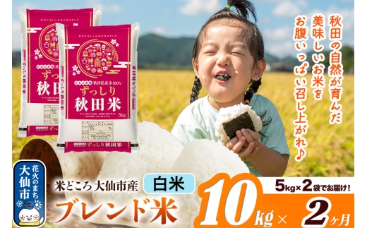 米《定期便2ヶ月》米どころ 秋田県大仙市産 ブレンド米【白米】10kg（5kg×2袋） [米 お米 こめ 白米 精米 ブレンド米 小分け ご飯 ごはん 米どころ 秋田県産 大仙市]