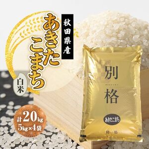 【毎月定期便】あきたこまち 白米 20kg(5kg×4袋)全12回【配送不可地域：離島・沖縄県】【4080814】