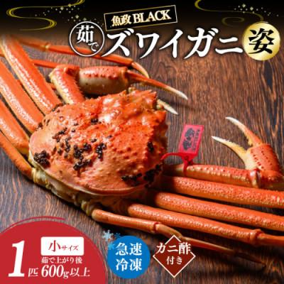 ふるさと納税 京丹後市 【急速冷凍　松葉ガニ】魚政BLACK 茹でズワイガニ小サイズ 1杯【姿のまま】カニ酢付き