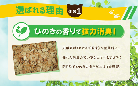 【６か月定期便】【木製 大粒】猫用 トイレ砂 12L ひのきの香り 固まる 燃やせる 流せる 天然素材　猫 猫砂 