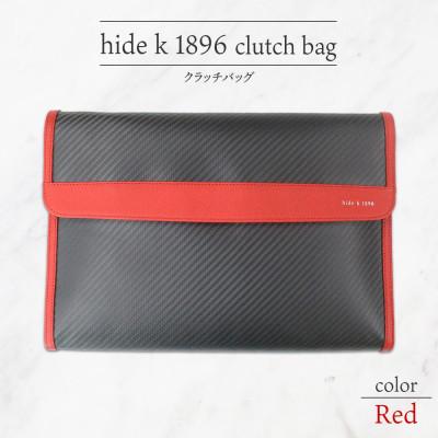 ふるさと納税 長野市 hide k 1896 ソフトカーボン クラッチバッグ レッド A4書類・12インチPC対応