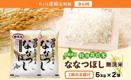 定期便 6ヵ月 北海道 特別栽培 令和7年産 ななつぼし 10kg 無洗米 精米 米 白米 お米  ごはん ご飯 ライス 道産米 ブランド米 新しのつ米 ふっくら 食味ランキング  産地直送 カワサキ