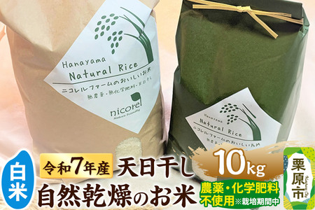 【白米】令和7年産 (栽培期間中)農薬化学肥料不使用・天日干し自然乾燥のお米 10kg×1袋