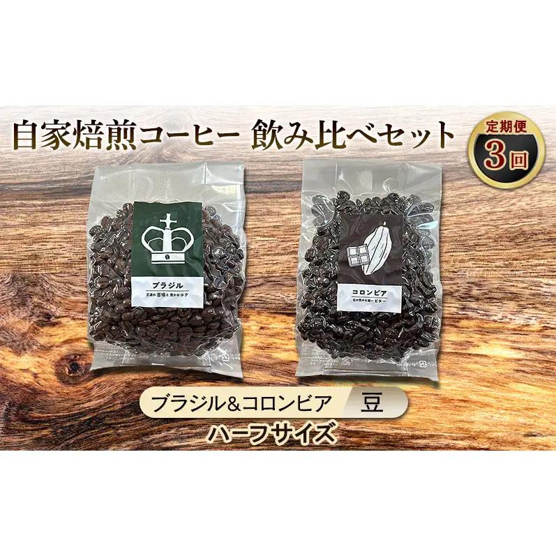 飲み比べセット 自家焙煎コーヒー ブラジル コロンビア 飲み比べセット【ブラジル125g コロンビア120g】【定期便 3ヶ月】